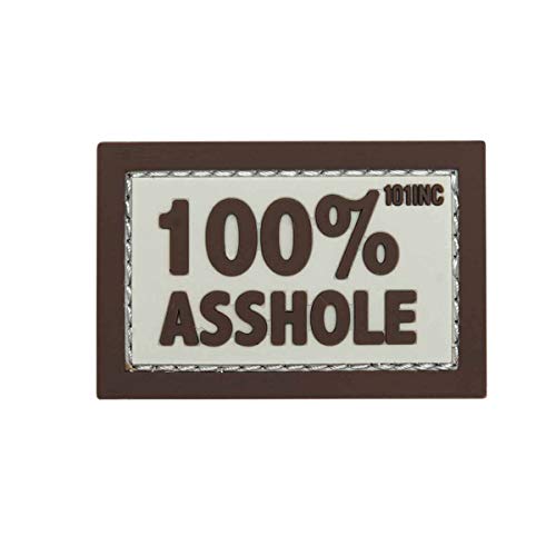 101 INC. Emblem 3D Rubber Patch 100% Asshole Klett Abzeichen Aufnäher beige/braun von 101 INC.