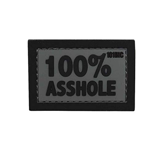 101 INC. Emblem 3D Rubber Patch 100% Asshole Klett Abzeichen Aufnäher grau/schwarz von 101 INC.