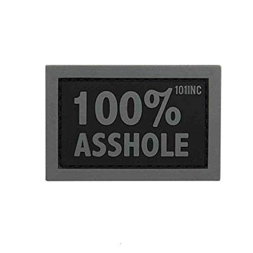 101 INC. Emblem 3D Rubber Patch 100% Asshole Klett Abzeichen Aufnäher schwarz/grau von 101 INC.