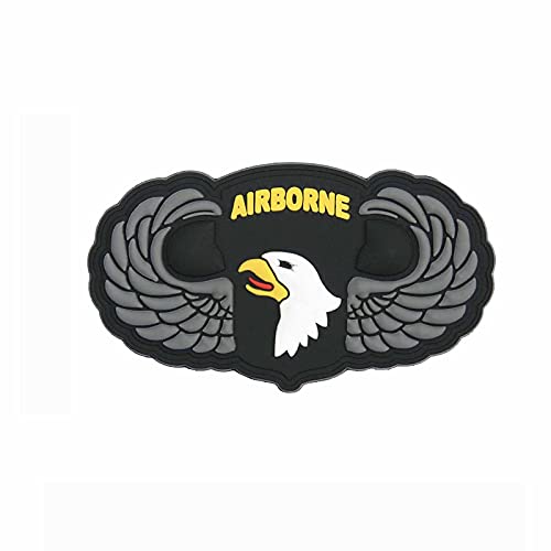 3D Rubber Patch Airborne 101st Silver Wings 4 x 7 cm Abzeichen Aufnäher Army von 101 INC.