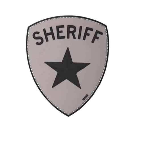 Emblem 3D PVC Sheriff Klett Patch Abzeichen Aufnäher 10,5 x 8,5 cm grau von 101 INC.