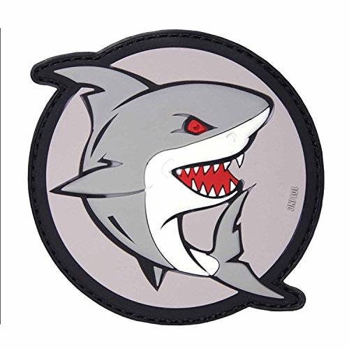 Emblem 3D PVC Angreifender Hai #17087 Rubber Patch Klett Abzeichen 8 x 8 cm von 101 Inc.
