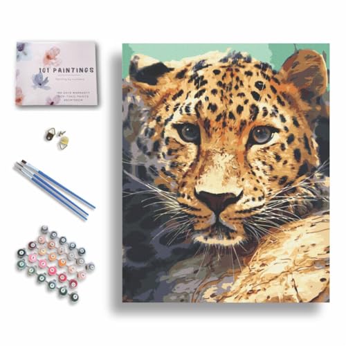 101 Paintings Malen Nach Zahlen Erwaschsene Mit Rahmen Majestätischer Leopard. Paint by Numbers. Basteln DIY Bastelset 40x50cm Leinwand gespannt auf Holzrahmen 101 Paintings Malen Nach Zahlen Erwaschsene Mit Rahmen Majestätischer Leopard. Paint by Numbers. Basteln DIY Bastelset 40x50cm Leinwand gespannt auf Holzrahmen von 101 Paintings