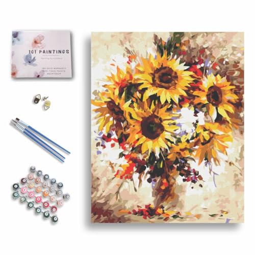 101 Paintings Malen Nach Zahlen Erwaschsene Mit Rahmen Sonninge Sonnenblumen. Paint by Numbers. Basteln DIY Bastelset 40x50cm Leinwand gespannt auf Holzrahmen 101 Paintings Malen Nach Zahlen Erwaschsene Mit Rahmen Sonninge Sonnenblumen. Paint by Numbers. Basteln DIY Bastelset 40x50cm Leinwand gespannt auf Holzrahmen von 101 Paintings