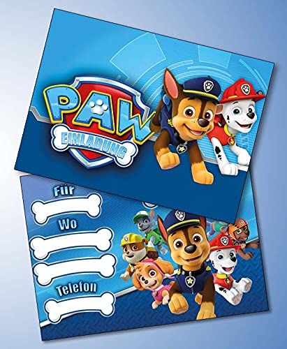 Einladungskarten 10er Set Kindergeburtstag kompatibel mit Paw Patrol, Format DIN A6 (Postkarte 148 x 105 mm), 0004 von Onetobye