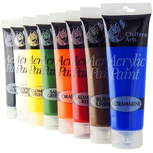 Chiltern Arts Acrylfarbe, 8 Tuben mit verschiedenen Farben, 120 ml Tuben von 151