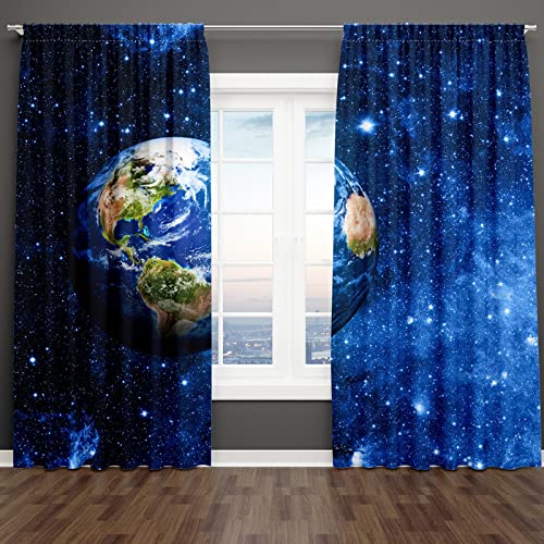 18meng Art gardinen mit kräuselband Galaxis Weltraum Vorhang Blickdicht Erde für gardinen Wohnzimmer Kinderzimmer Leichte & weiche Verdunklungsvorhänge (HxB/183x234cm) von 18meng Art