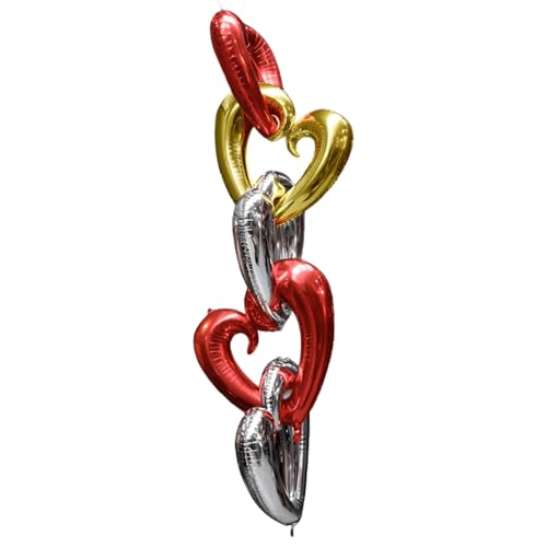 Herzluftballon 75cm XXL Folienballon Rot Gold Silber wählbar 1 5 10 20 Stück Hochzeit Verlobung Valentinstag Party Deko Stecksystem verbindbar wiederverwendbar Ballonbogen Girlande (Farbenmix-10) von 1965