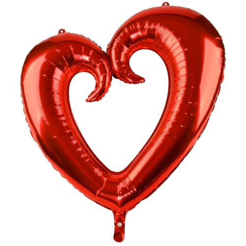Herzluftballon 75cm XXL Folienballon Rot Gold Silber wählbar 1 5 10 20 Stück Hochzeit Verlobung Valentinstag Party Deko Stecksystem verbindbar wiederverwendbar Ballonbogen Girlande (Rot-10) von 1965