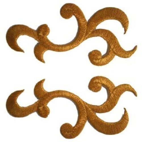 1 Paar historische Applikationen Aufbügler Iron on Patches 8,7cm x 5,5cm Farbe: Lurex-Gold aa253-go 1 Paar historische Applikationen Aufbügler Iron on Patches 8,7cm x 5,5cm Farbe: Lurex-Gold aa253-go von 1A-Kurzwaren