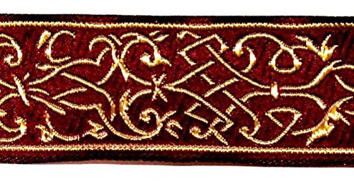 10m Mittelalter Bordüre 35mm breit bordeaux gold von 1A-Kurzwaren 35002-bogo von 1A-Kurzwaren