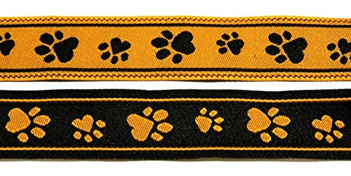 10m Hunde-Borte Webband 20mm breit Farbe: Schwarz-light Orange SB-Hund6-sw-714 von 1A-Kurzwaren