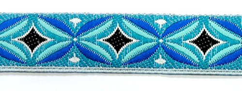 10m Indianer Retro-Borte Webband 25mm breit Farbe: Türkis-Blau-Schwarz-Weiss von 1A-Kurzwaren TH15-81-3-25mm von 1A-Kurzwaren