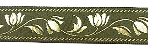 10m Mittelalter Borte Webband 35mm breit Farbe: Moosgrün-Gold von 1A-Kurzwaren 35090-moos von 1A-Kurzwaren