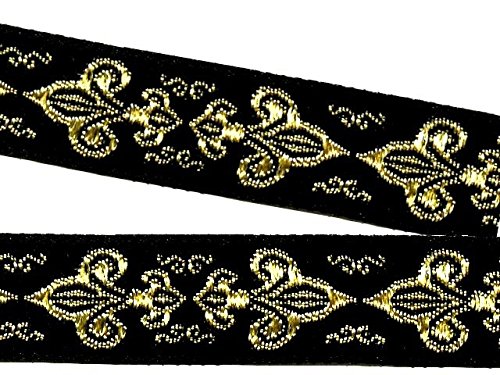 1A-Kurzwaren 10m Französische Lilie Borte Fleur de Lis Webband 16mm Farbe: Schwarz-Gold 16063-swgo 1A-Kurzwaren 10m Französische Lilie Borte Fleur de Lis Webband 16mm Farbe: Schwarz-Gold 16063-swgo von 1A-Kurzwaren