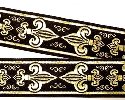 1A-Kurzwaren 10m Lilien Borte Fleur de Lis Webband 50mm breit Farbe: Schwarz-Gold 50063-swgo 1A-Kurzwaren 10m Lilien Borte Fleur de Lis Webband 50mm breit Farbe: Schwarz-Gold 50063-swgo von 1A-Kurzwaren