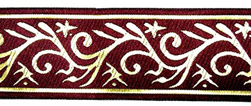 1A-Kurzwaren 10m Mittelalter Borte Webband 50mm Farbe: Bordeaux-Gold MG03-bogo von 1A-Kurzwaren