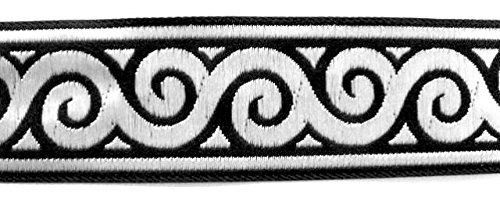 1A-Kurzwaren 10m Mittelalter Borte Webband 50mm breit Farbe: Schwarz-Silber 50061-swsi von 1A-Kurzwaren