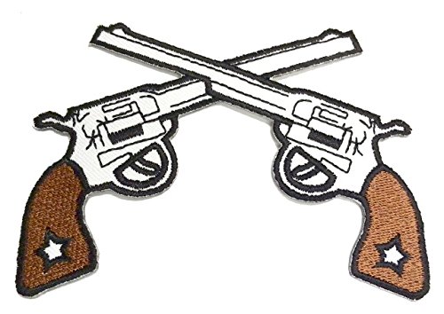 Aufnäher Bügelbild Aufbügler Iron on Patches Applikation 2 Pistolen 10 x 7,5cm Farbe: Braun-Weiss Aufnäher Bügelbild Aufbügler Iron on Patches Applikation 2 Pistolen 10 x 7,5cm Farbe: Braun-Weiss von 1A-Kurzwaren