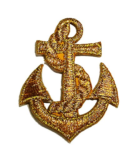 Aufnäher Bügelbild Aufbügler Iron on Patches Applikation Anker Nautik 3,9 x 5cm Farbe: Lurex-Gold VOR224-1 von 1A-Kurzwaren