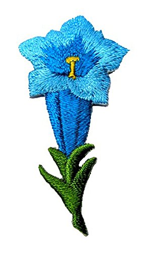 Aufnäher Bügelbild Aufbügler Iron on Patches Applikation Enzian 3 x 5,7cm Farbe: Blau vor180-10 von 1A-Kurzwaren