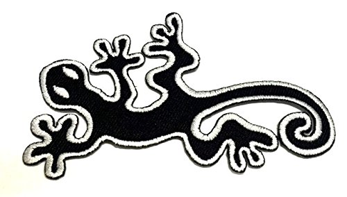 Aufnäher Bügelbild Aufbügler Iron on Patches Applikation Gecko 9 x 7cm Farbe: Schwarz-Weiss Aufnäher Bügelbild Aufbügler Iron on Patches Applikation Gecko 9 x 7cm Farbe: Schwarz-Weiss von yaco