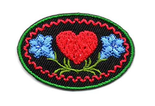 Aufnäher Bügelbild Aufbügler Iron on Patches Applikation Landhaus Wiesn Herz mit Enzian 4,5 x 3cm Farbe: Grün-Rot-Schwarz Aufnäher Bügelbild Aufbügler Iron on Patches Applikation Landhaus Wiesn Herz mit Enzian 4,5 x 3cm Farbe: Grün-Rot-Schwarz von 1A-Kurzwaren