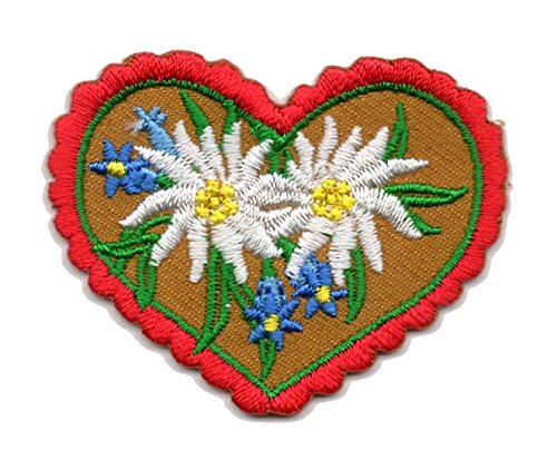Aufnäher Bügelbild Aufbügler Iron on Patches Applikation Landhaus Wiesn Herz mit Enzian und Edelweiss 5,2 x 4cm Farbe: Rot-Braun Aufnäher Bügelbild Aufbügler Iron on Patches Applikation Landhaus Wiesn Herz mit Enzian und Edelweiss 5,2 x 4cm Farbe: Rot-Braun von 1A-Kurzwaren