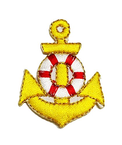 Aufnäher Bügelbild Aufbügler Iron on Patches Applikation Nautikabzeichen Anker 3,2 x 4,2cm Farbe: Gelb-Rot VOR220-5 von 1A-Kurzwaren