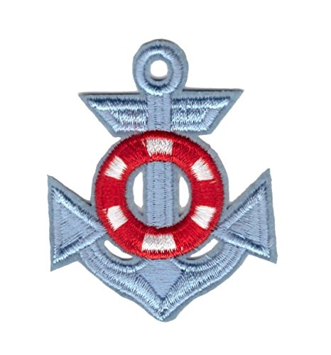 Aufnäher Bügelbild Aufbügler Iron on Patches Applikation Nautikabzeichen Anker 5 x 6,2cm Farbe: Hellblau-Rot AA603-2 Aufnäher Bügelbild Aufbügler Iron on Patches Applikation Nautikabzeichen Anker 5 x 6,2cm Farbe: Hellblau-Rot AA603-2 von 1A-Kurzwaren
