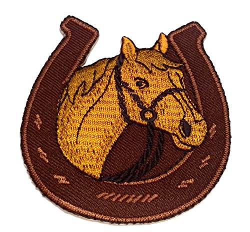 Aufnäher Bügelbild Aufbügler Iron on Patches Applikation Pferd mit Hufeisen 7 x 7,5cm Farbe: Braun Aufnäher Bügelbild Aufbügler Iron on Patches Applikation Pferd mit Hufeisen 7 x 7,5cm Farbe: Braun von yaco