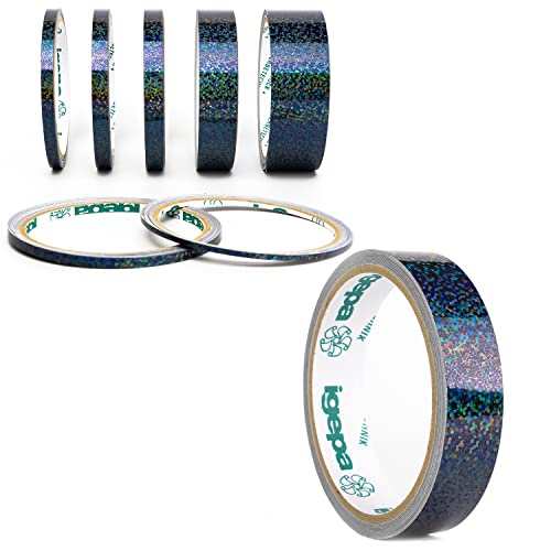 1A Style Sticker Bastel Zierstreifen Glitzer Oilslick Aufkleber Selbstklebendes Zierband Folie Wrap Art Trim Stripes Kreativ DIY Projekte Wohngestaltung Kfz (18 mm, Glitzer Schwarz) von 1A Style Sticker