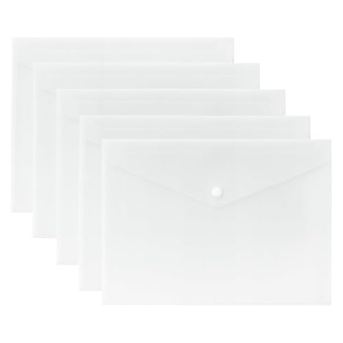 1ABOVE Dokumentenmappen, A4, transparent, Kunststoff, mit Schnappverschluss, für Büro, Schule und Zuhause, 5 Stück von 1ABOVE