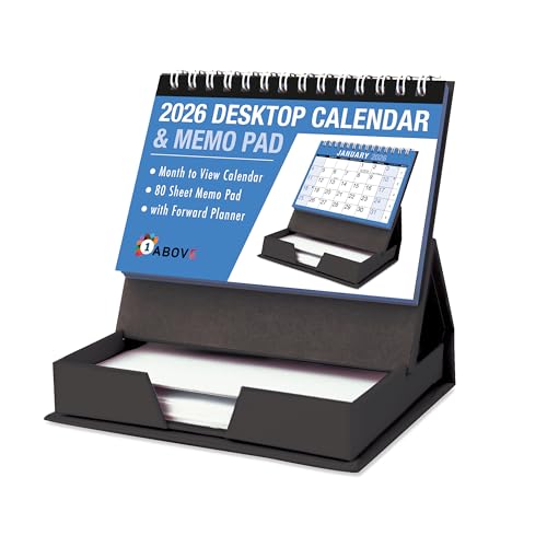 Tischkalender 2026, Monatsansicht, blau-weiß, Spiralbindung, mit abreißbaren Seiten und Notizblock, für Zuhause, Büro, Schule und Geschäft Tischkalender 2026, Monatsansicht, blau-weiß, Spiralbindung, mit abreißbaren Seiten und Notizblock, für Zuhause, Büro, Schule und Geschäft von 1ABOVE