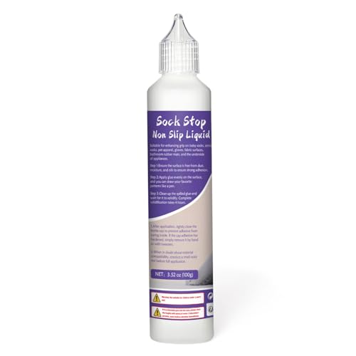 1DFAUL 100g Sock Stop Anti Rutsch Kleber, Socken Stopper Flüssigkeit, Wasserfest, Latexfrei, auf Wasserbasis, Geruchlos und Waschbar, für Kleiderbügel, Teppiche, Badezimmermatten (Transparent) von 1DFAUL