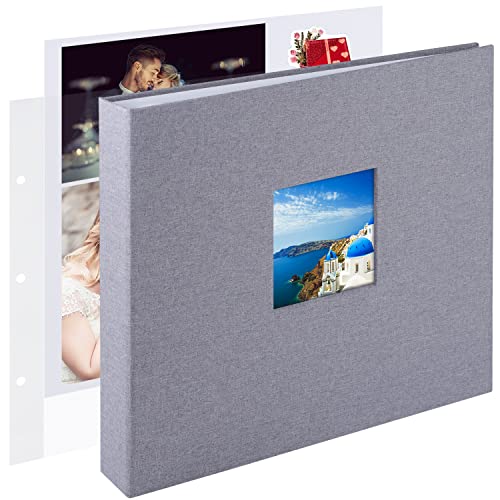 1DOT2 30,5 x 30,5 cm großes 3-Ring-DIY-Scrapbook, Fotoalbum, Tagebuch mit 30 Kunststoffhüllen, 60 Seiten und Stoffeinband für Baby-Reisen, Hochzeit, Paare, Jahrestag, Kinder, Abenteuer (grauer 1DOT2 30,5 x 30,5 cm großes 3-Ring-DIY-Scrapbook, Fotoalbum, Tagebuch mit 30 Kunststoffhüllen, 60 Seiten und Stoffeinband für Baby-Reisen, Hochzeit, Paare, Jahrestag, Kinder, Abenteuer (grauer von 1DOT2