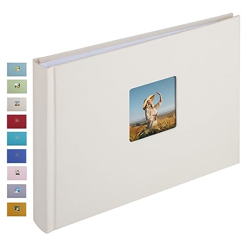 1DOT2 Leinen Fotoalbum, Fotobuch zum Selbstgestalten und Einkleben (24x17 cm, 40 Seiten, Beige) von 1DOT2