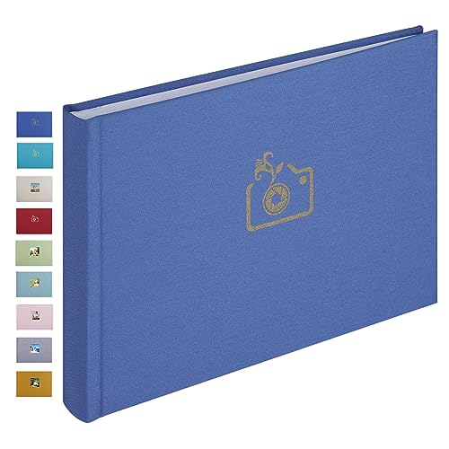 1DOT2 Leinen Fotoalbum, Fotobuch zum Selbstgestalten und Einkleben (24x17 cm, 40 Seiten, Blau) von 1DOT2