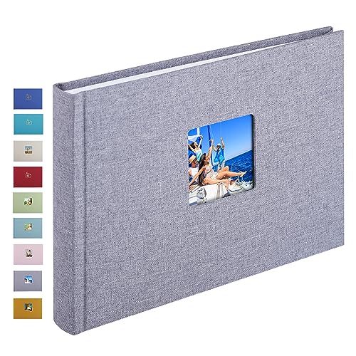 1DOT2 Leinen Fotoalbum, Fotobuch zum Selbstgestalten und Einkleben (24x17 cm, 40 Seiten, Grau) von 1DOT2