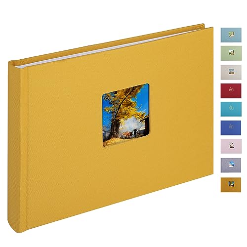 1DOT2 Leinen Fotoalbum, Fotobuch zum Selbstgestalten und Einkleben (24x17 cm, 40 Seiten, Indisches Gelb) von 1DOT2