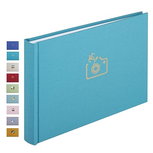 1DOT2 Leinen Fotoalbum, Fotobuch zum Selbstgestalten und Einkleben (24x17 cm, 40 Seiten, Pfauenblau) von 1DOT2