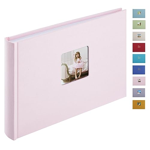 1DOT2 Leinen Fotoalbum, Fotobuch zum Selbstgestalten und Einkleben (24x17 cm, 40 Seiten, Rosa) von 1DOT2