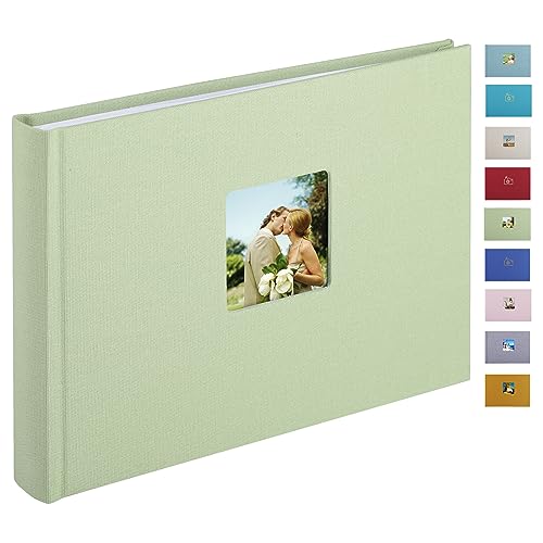 1DOT2 Leinen Fotoalbum, Fotobuch zum Selbstgestalten und Einkleben (24x17 cm, 40 Seiten, Salbeigrün) von 1DOT2