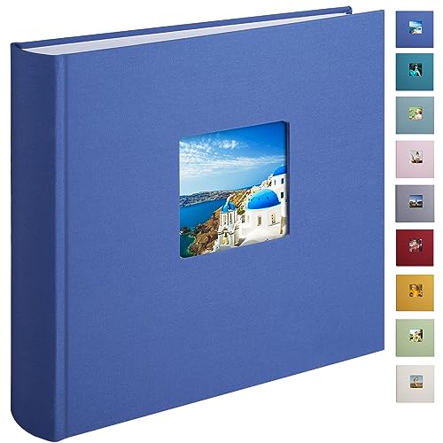 1DOT2 Leinen Fotoalbum, Fotobuch zum Selbstgestalten und Einkleben (30x30 cm, 120 Seiten, Blau) von 1DOT2