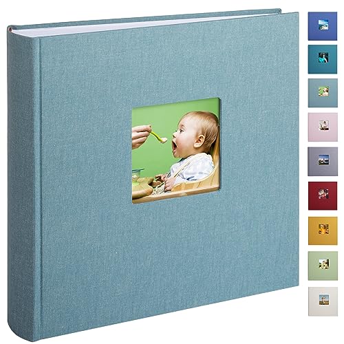 1DOT2 Leinen Fotoalbum, Fotobuch zum Selbstgestalten und Einkleben (30x30 cm, 120 Seiten, Cyan-blau) von 1DOT2
