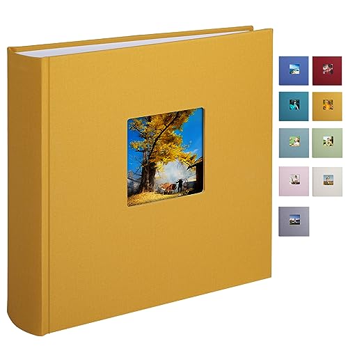 1DOT2 Leinen Fotoalbum, Fotobuch zum Selbstgestalten und Einkleben (30x30 cm, 120 Seiten, Indisches Gelb) von 1DOT2