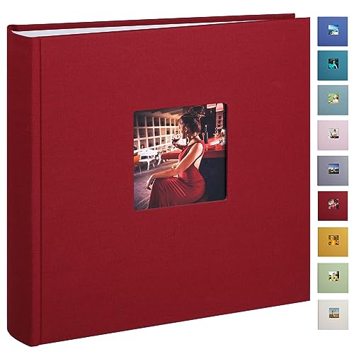 1DOT2 Leinen Fotoalbum, Fotobuch zum Selbstgestalten und Einkleben (30x30 cm, 120 Seiten, Weinrot) von 1DOT2