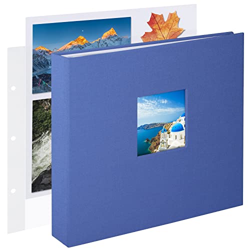 Fotoalbum zum Selbstgestalten, DIY Fotoalbum 60 Seiten, Ringbuch Fotobuch Scrapbook Album, als Geburtstagsgeschenk Hochzeitstagsgeschenk (25X25, Blau（Weiße Seiten）) von 1DOT2