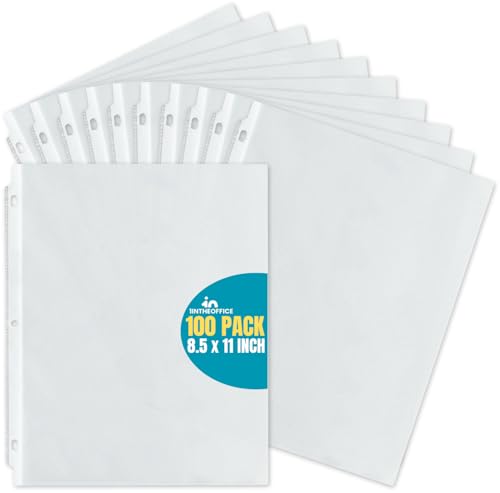 1InTheOffice Heavyweight Blattschoner 8,5 x 11, Kunststoffhüllen für 3-Ringordner, transparent, von oben geladen, 100 Stück 1InTheOffice Heavyweight Blattschoner 8,5 x 11, Kunststoffhüllen für 3-Ringordner, transparent, von oben geladen, 100 Stück von 1InTheOffice