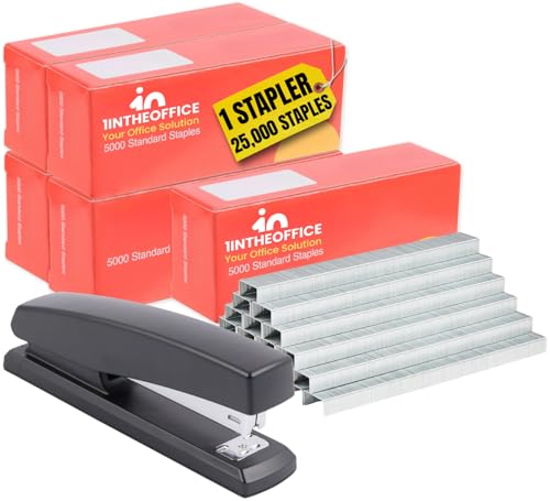 1InTheOffice Heftgerät mit Heftklammern, Büroheftgerät, 20 Blatt, 25.000 Standardklammern, schwarz 1InTheOffice Heftgerät mit Heftklammern, Büroheftgerät, 20 Blatt, 25.000 Standardklammern, schwarz von 1InTheOffice